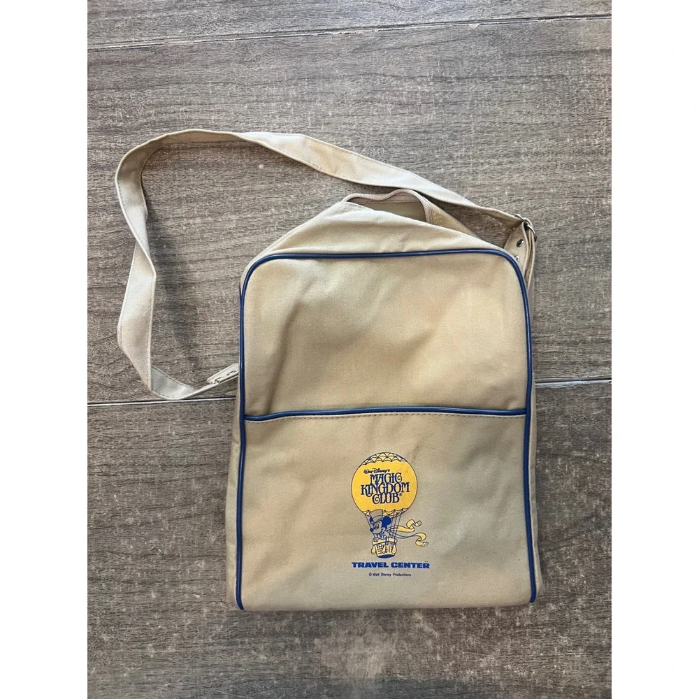 VTG Walt Disney World Magic Kingdom Club Tan Canvas Carry On Tote Bag 70s Mickey